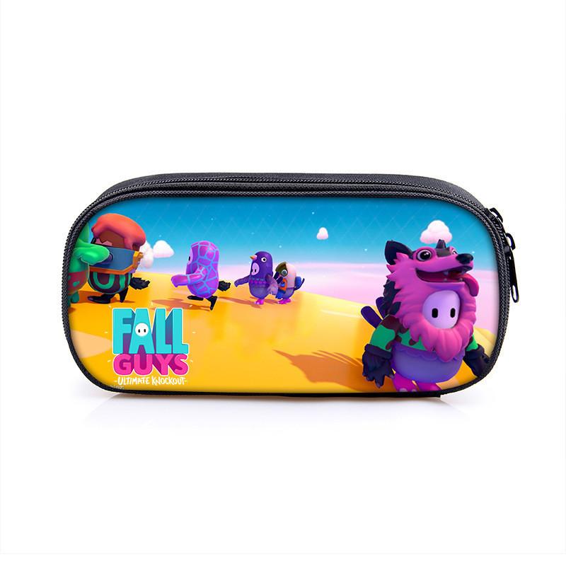 Fall Guys Cartoon Pencil Case For Students With Nylon Material Storage Organizer