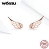 WOSTU Originální 925 Sterling Silver pírko Fairy Wings náušnice pro ženy Vánoční šperky
