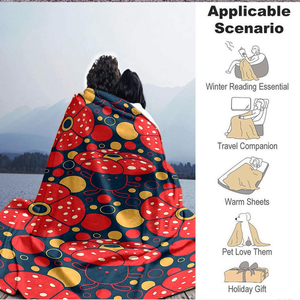 1pc Flower Dots Blanket, Lightweight Flannel Throw Blanket For Sofa, Bed, Travel, Camping, Living Room, Office, Couch, Chair, And Bed