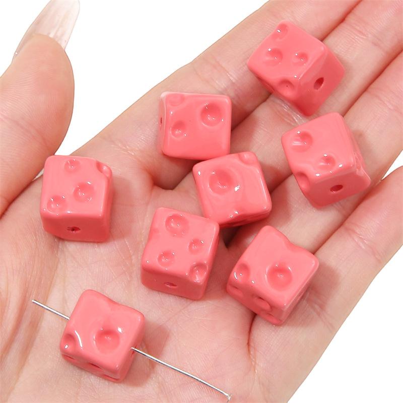 Handgefertigte Armbandperlen, Acryl, farbig plattiert, Handykettenperlen, Käse-Quadratperlen, handgefertigt, DIY-Handschnur, bunter Anhänger, Schmuckzubehör