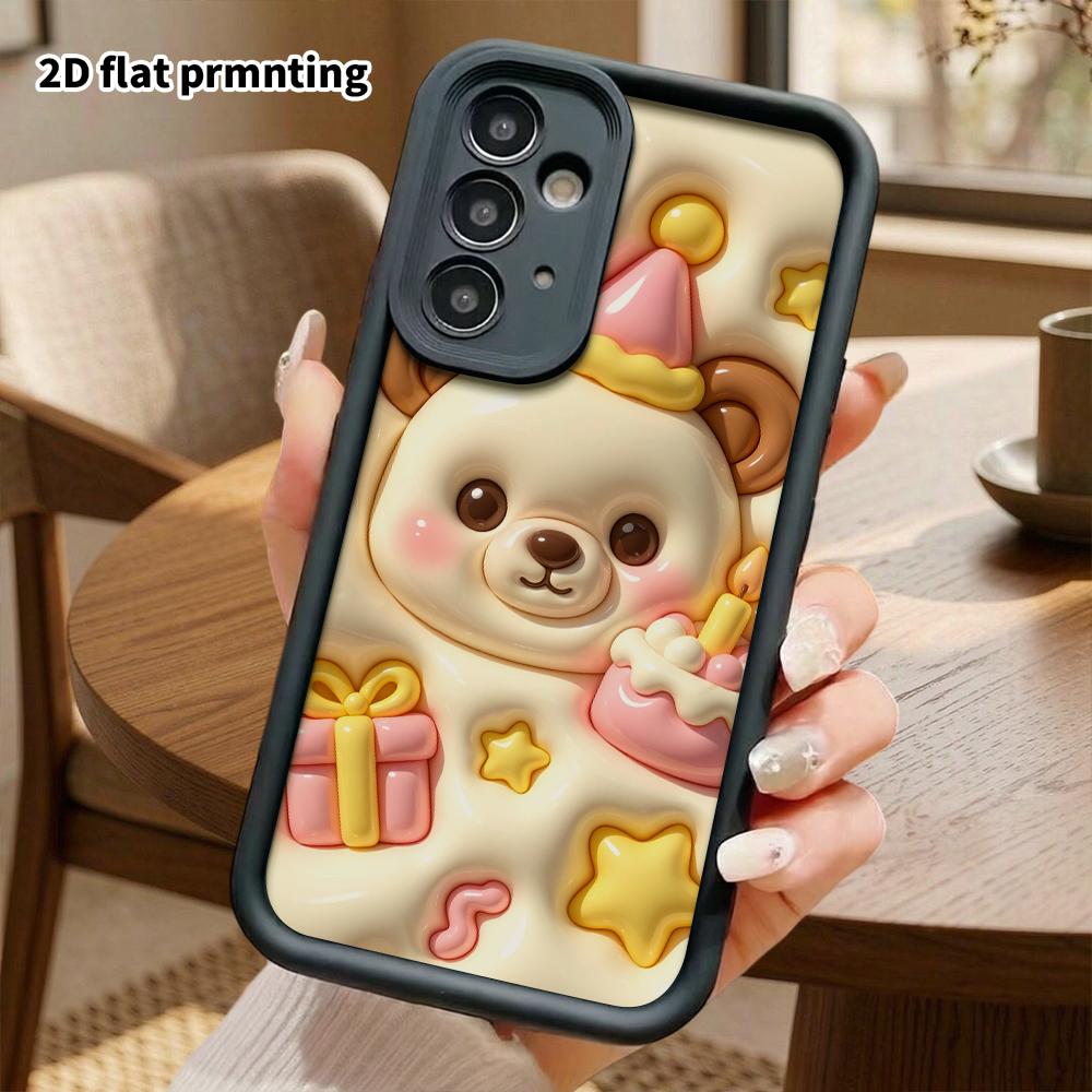 Phone case: 2D flat, compatible with Samsung Galaxy A34 A35 M05 M06 S20 S22 S21 FE Plus 5G protective cases, birthday little bear, perfect Christmas a