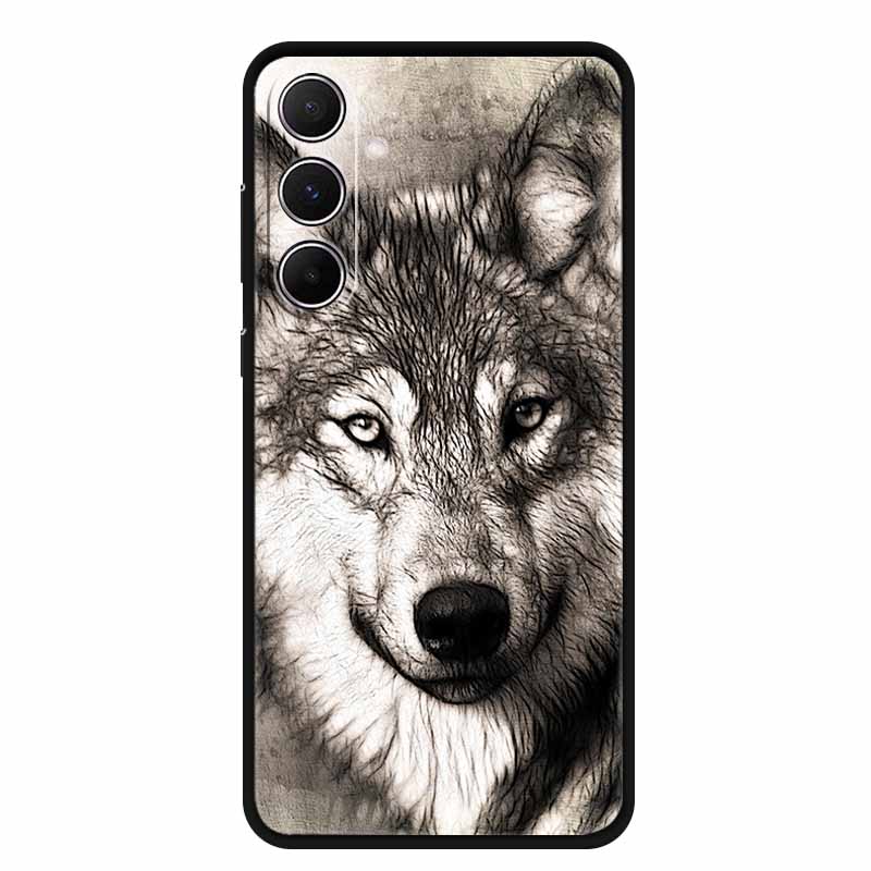 For Samsung Galaxy A55 5G Case Animals Soft Silicone TPU Phone Cases Back Cover For SamsungA55 Wolf Protector Cute Girl Shell
