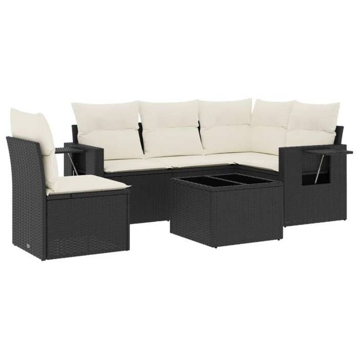 VidaXL Garden Lounge Set with Cushions 6 Pcs, Patio Sofas, Patio Furniture Set, Outdoor Furniture, Black 3220175