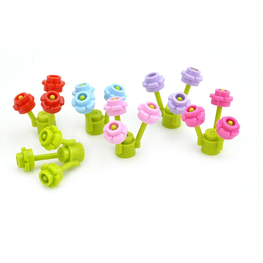 MOC Plant Building Blocks 24866 1x1 five Petal Flowers Grass DIY Educational Assembles Floret Compatible 24866 Construction Toy