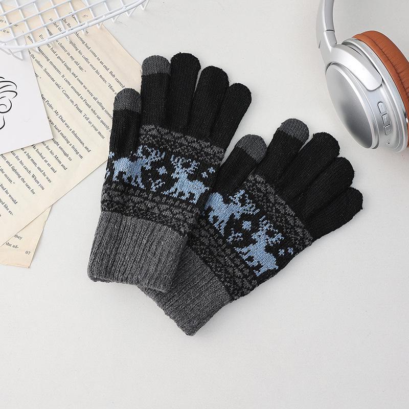 Women's Autumn & Winter Touchscreen Knit Cycling Gloves - Warm, Five-Finger Design, Perfect for Cold Weather and Christmas.
