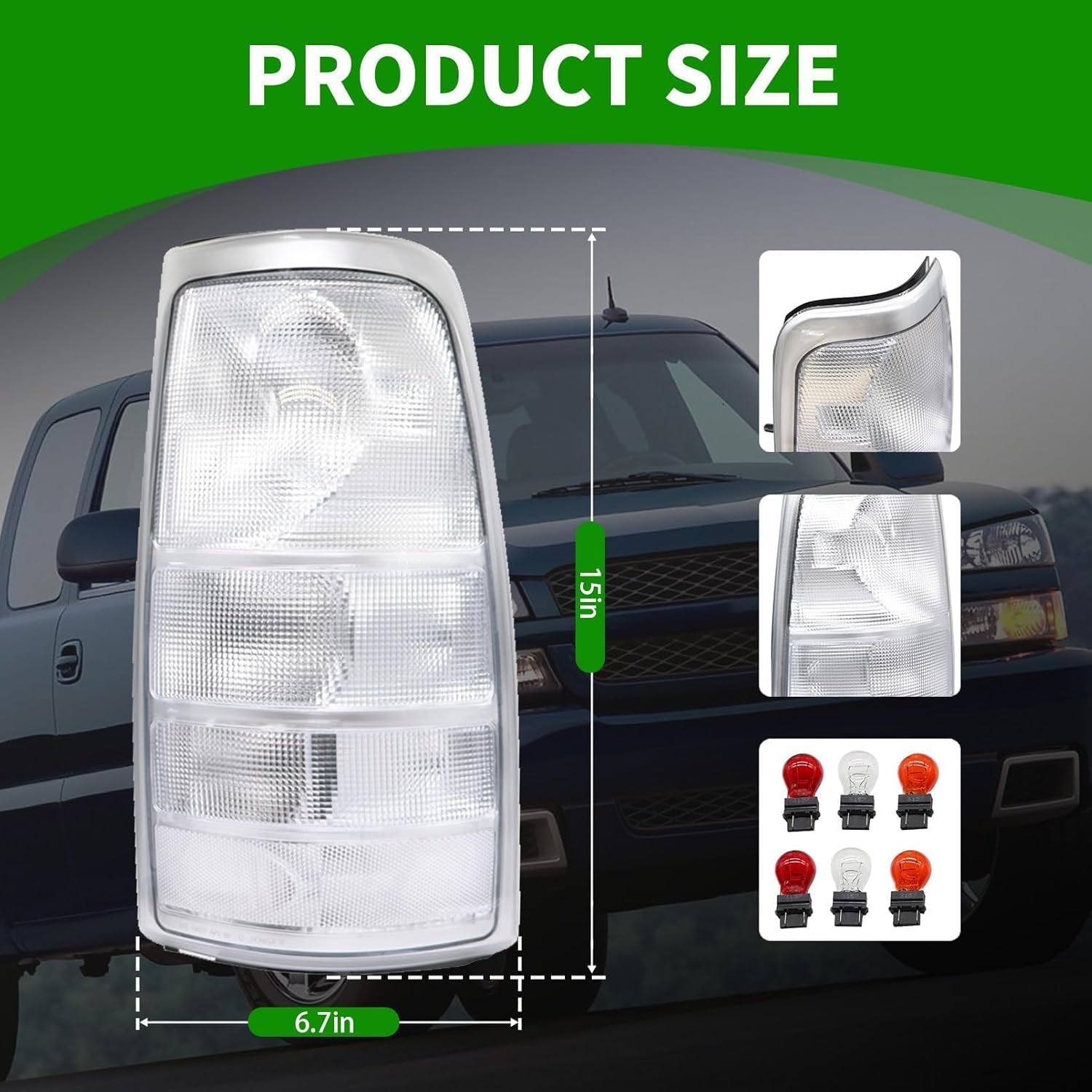 

Clear Tail Light Assembly for 1999-2007 Silverado & Sierra 1500 2500 3500 Driver Passenger Side White Rear Lights United States