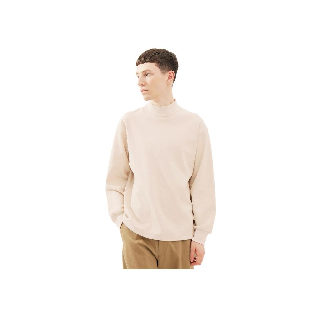 Uniqlo FW23 U Series Solid Color Knitted High Neck Long Sleeve T-Shirt Unisex Tops Light-Beige 461551-30