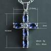 Stylish And Minimalist Cross Necklace Set With Blue Oval Zircon (With Chain)