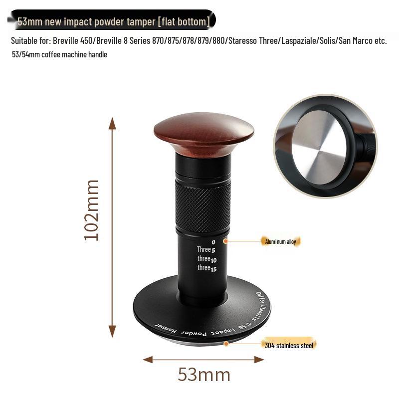 Impact Powder Hammer Coffee Tamper with Balanced Springback - Available In 51/53/58mm