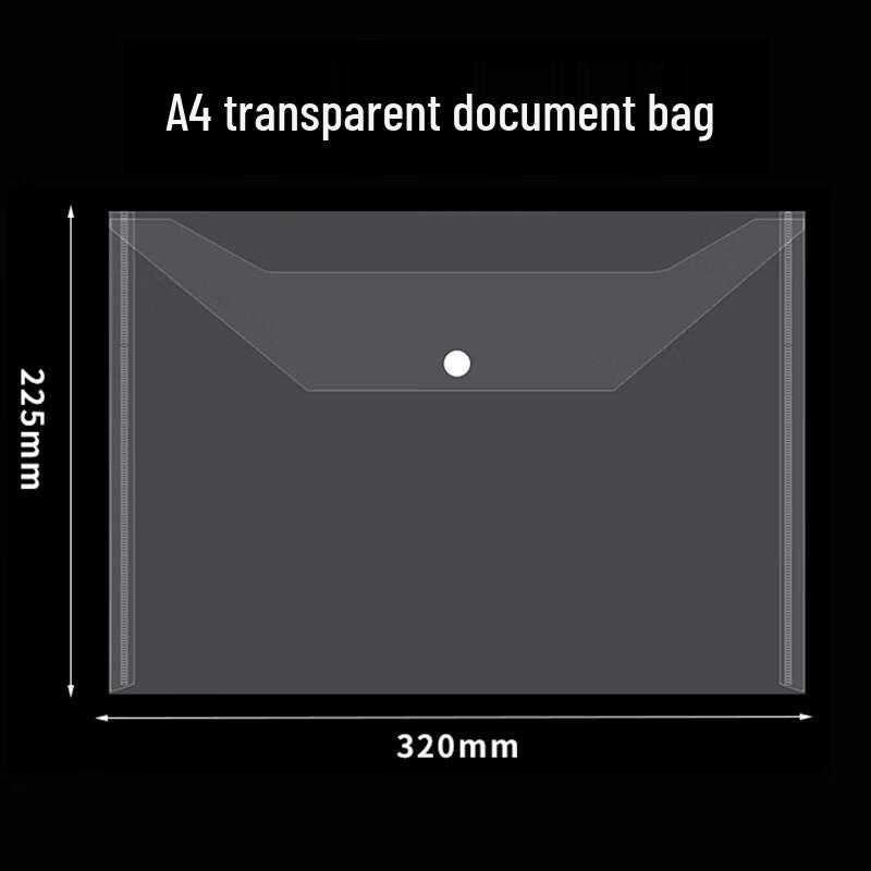 Bailewen H2232-18 A4 Transparent Waterproof Snap Button File Bags, 20-Pack