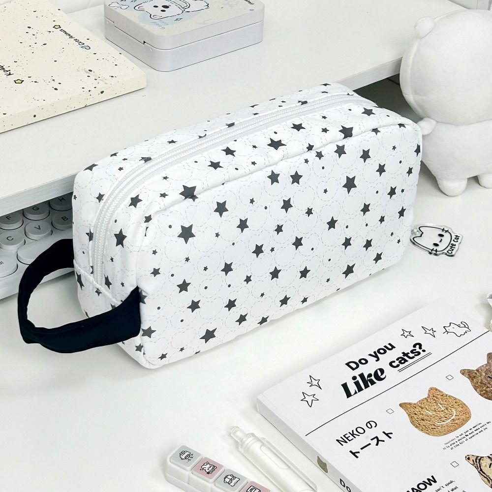 INS Style Cat Shape Pencil Case with Photo Window Portable Pencil Pouch Large Capacity Stationery Bag Students