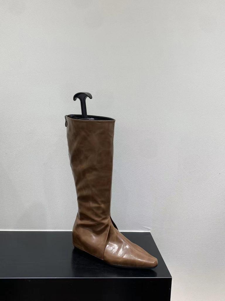 Inner Height Increase Brown Trouser Boots Long Boots Women's Shoes New Spring, Autumn and Winter Pointed Thin Long Tube Knight Boots