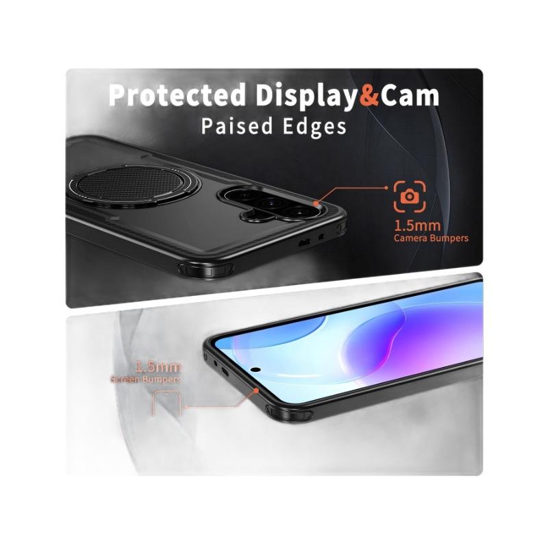 Applicable to Samsung a55 new 360 rotating bracket shell s24/s25ultra carbon fiber pattern anti-drop protective cover