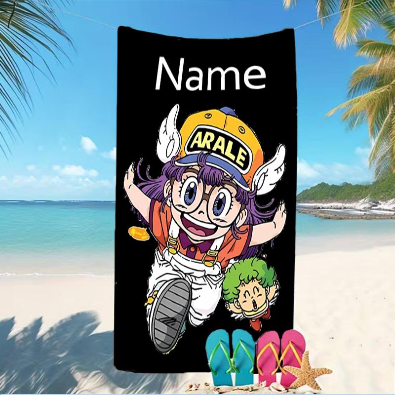Customizable personalized beach towels Arale Norimaki themed designs.Suitable for the beach, yoga, sports;ideal as beach accessories