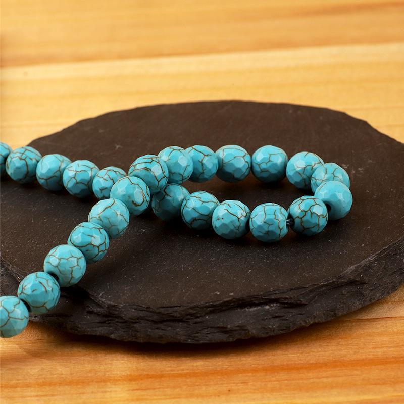 Türkisfarbene facettierte synthetische Perlen für die DIY-Schmuckherstellung - Lose halbfertige Armband-Accessoires