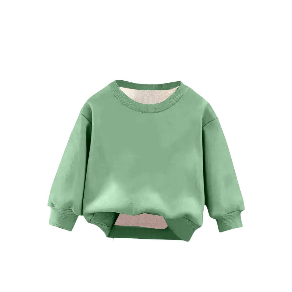 Children's Boys And Girls Fashionable Solid Color Pullover Casual Round Neck Sweatshirt