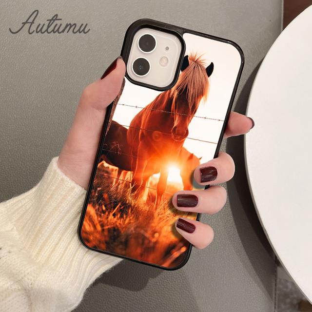 Beautiful Horses Sunset Phone Case for iPhone 11 12 13 14 Pro Max Mini XR XS SE 2020 7 8 Plus Samsung Galaxy S21 S22 Shell