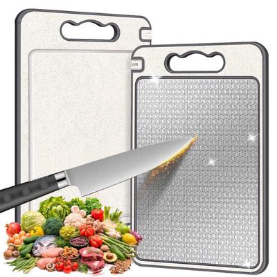 Double-Sided Cutting Board with Handle Stainless Steel Chopping Board for Meat