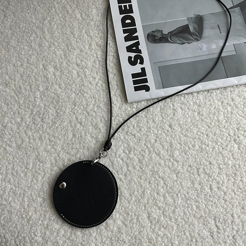 Minimalist Hanging Neck Mini Glasses Bag, Glasses Storage Bag, Handmade Leather Semi-circular Necklace Bag