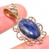 Natural Sodalite Gemstone Two Tone 925 Solid Sterling Silver Pendant 1.50'' r3s99