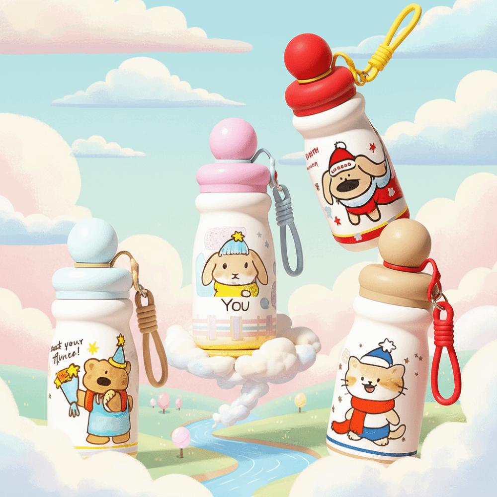 Cartoon Insulated Cup Animal Pattern Insulated Water Bottle Stainless Steel Water Cup  Daily Carry