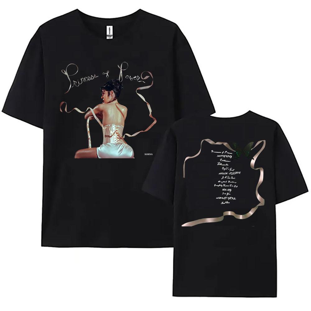 2026 SpringSummer Marina Power Princess Album Print Summer Cotton Streetwear Pattern Short Sleeve M