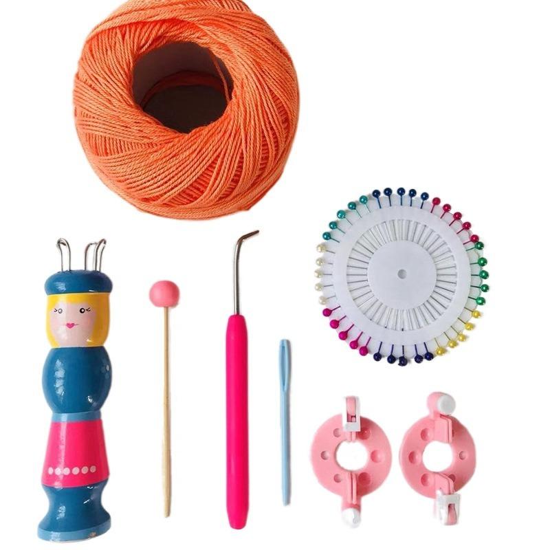

BEPAN Wooden Doll French Knitter Kids DIY Craft Knitting Tool Pom Pom Maker Yarn Set Handmade Supplies DIY Knitting
