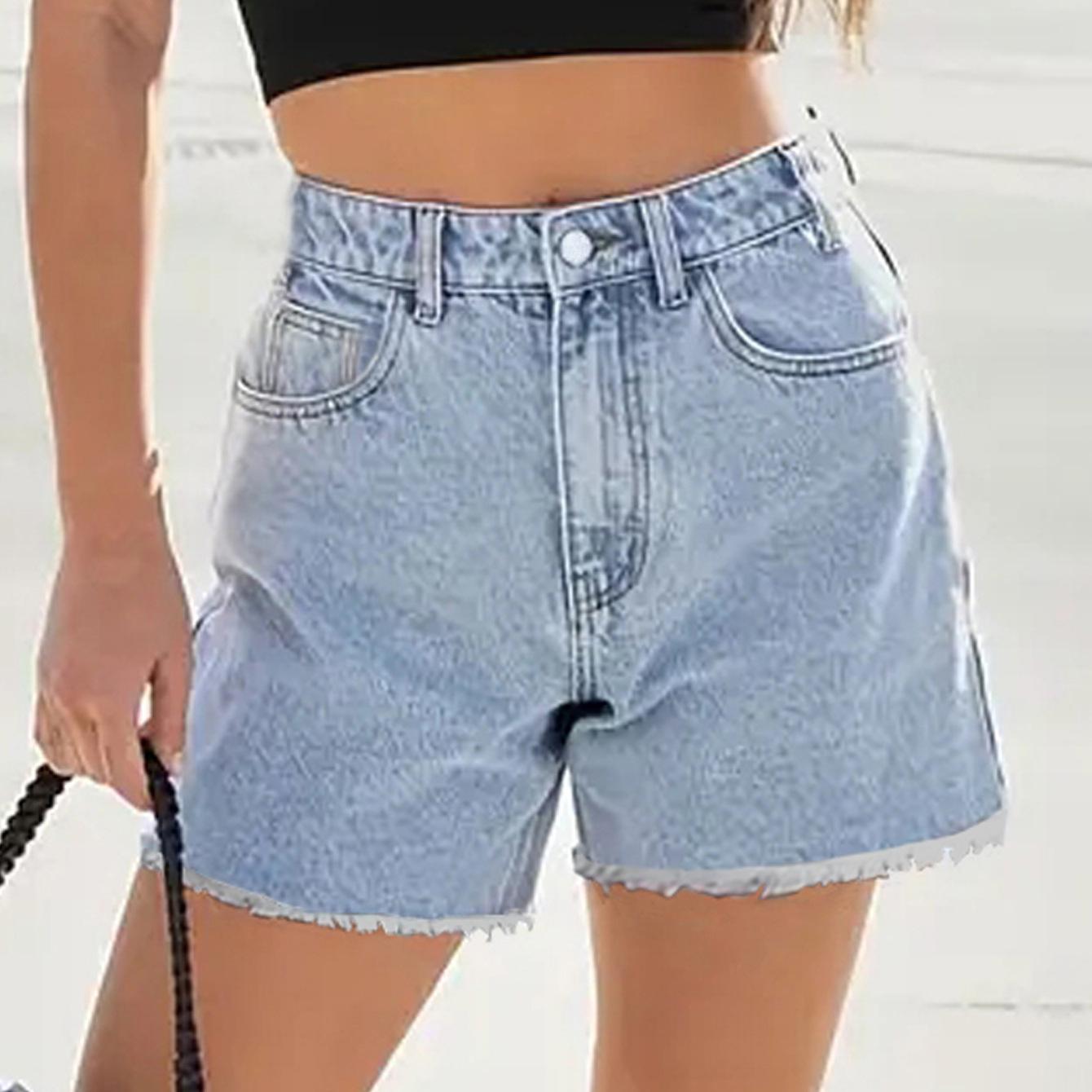 Women s Light Blue Frayed Hem Denim Shorts XXL