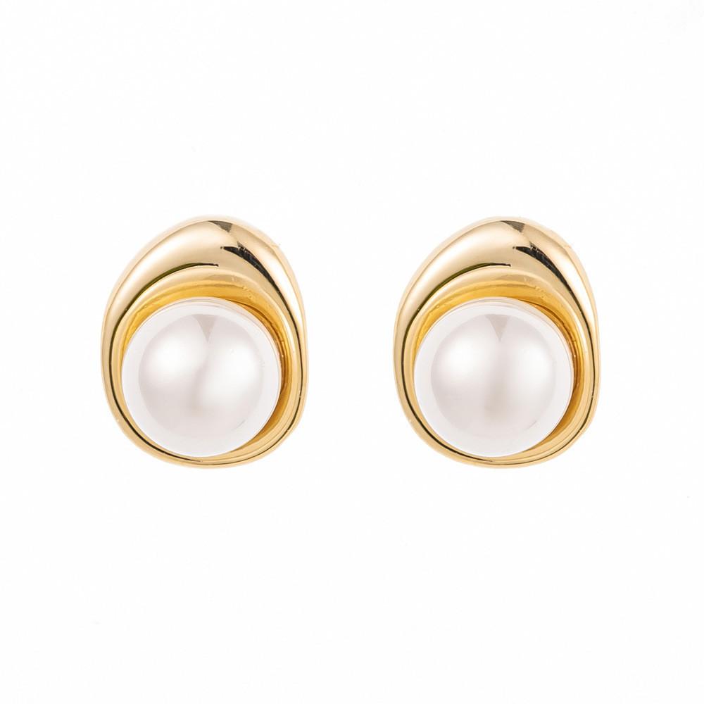 Copper Drop Pearl Earrings With Elegant Design For Female Fashion Accessories