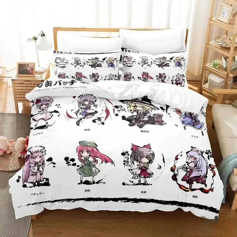 3D Print Anime Touhou Project Bedding Set Duvet Cover Bed Set Quilt Cover Pillowcase Comforter king Queen Size Boys Adult A
