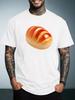 Unisex Summer White Short Sleeve Tee Realistic Golden Butter Bread Food Graphic Print Crew Neck Loose Casual Male Daily Tops