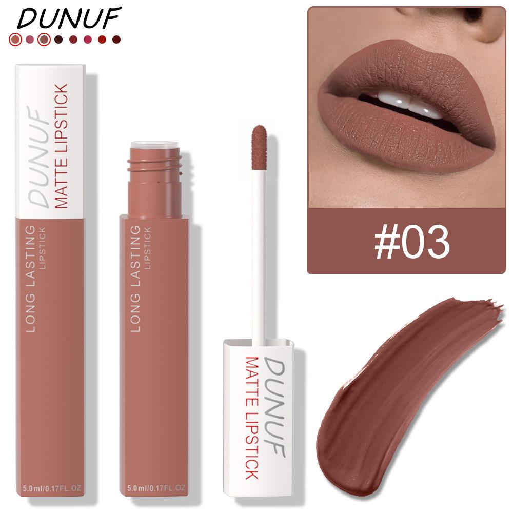 DUNUF Waterproof Matte Lip Gloss - 8 Colors, Long-Lasting Formula