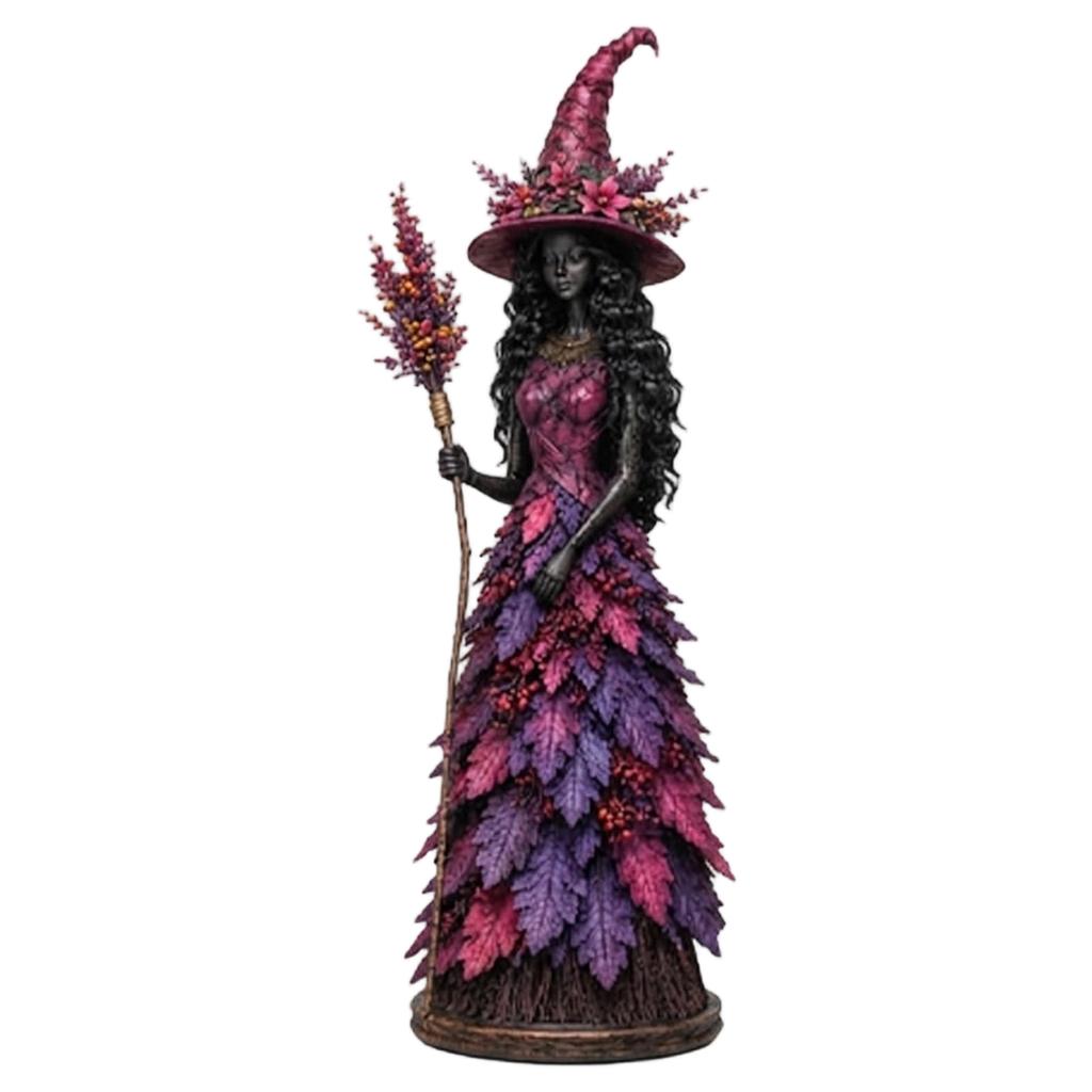 Halloween Witch Resin Collectible Figurine Enchanted Autumn Harvest Seasonal Home Decor Statue