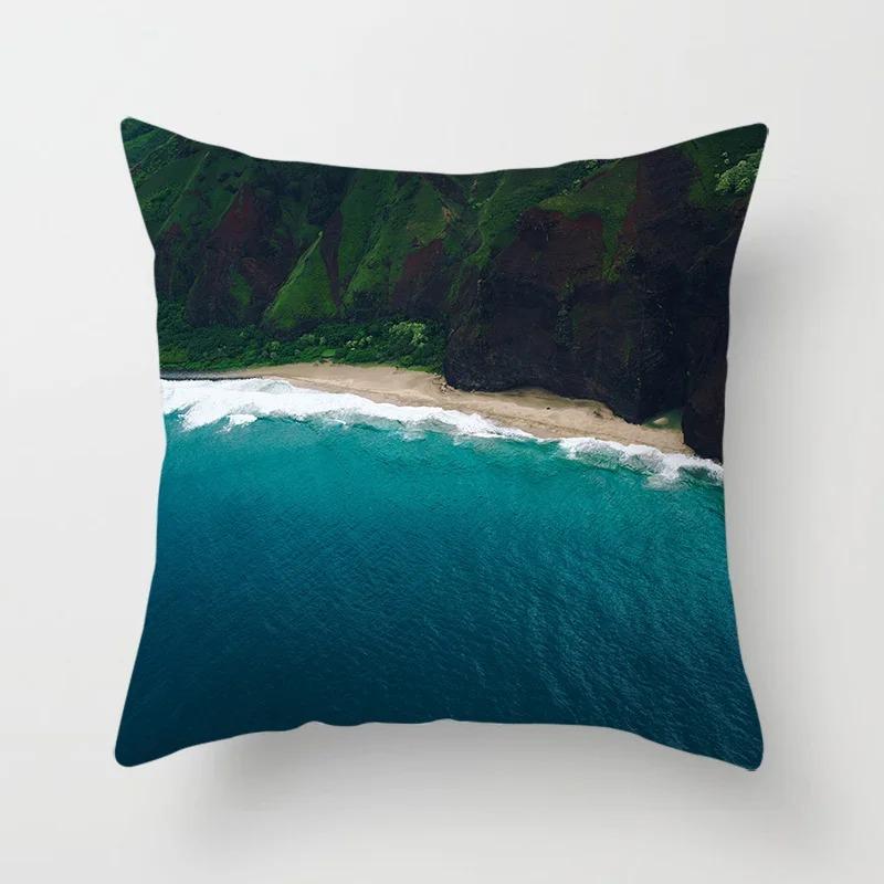 Living Room Sofa Car Cushion Cover Luxury Home Decoration Pillow Cover Sunset Beach Landscape Throw Pillow Cover