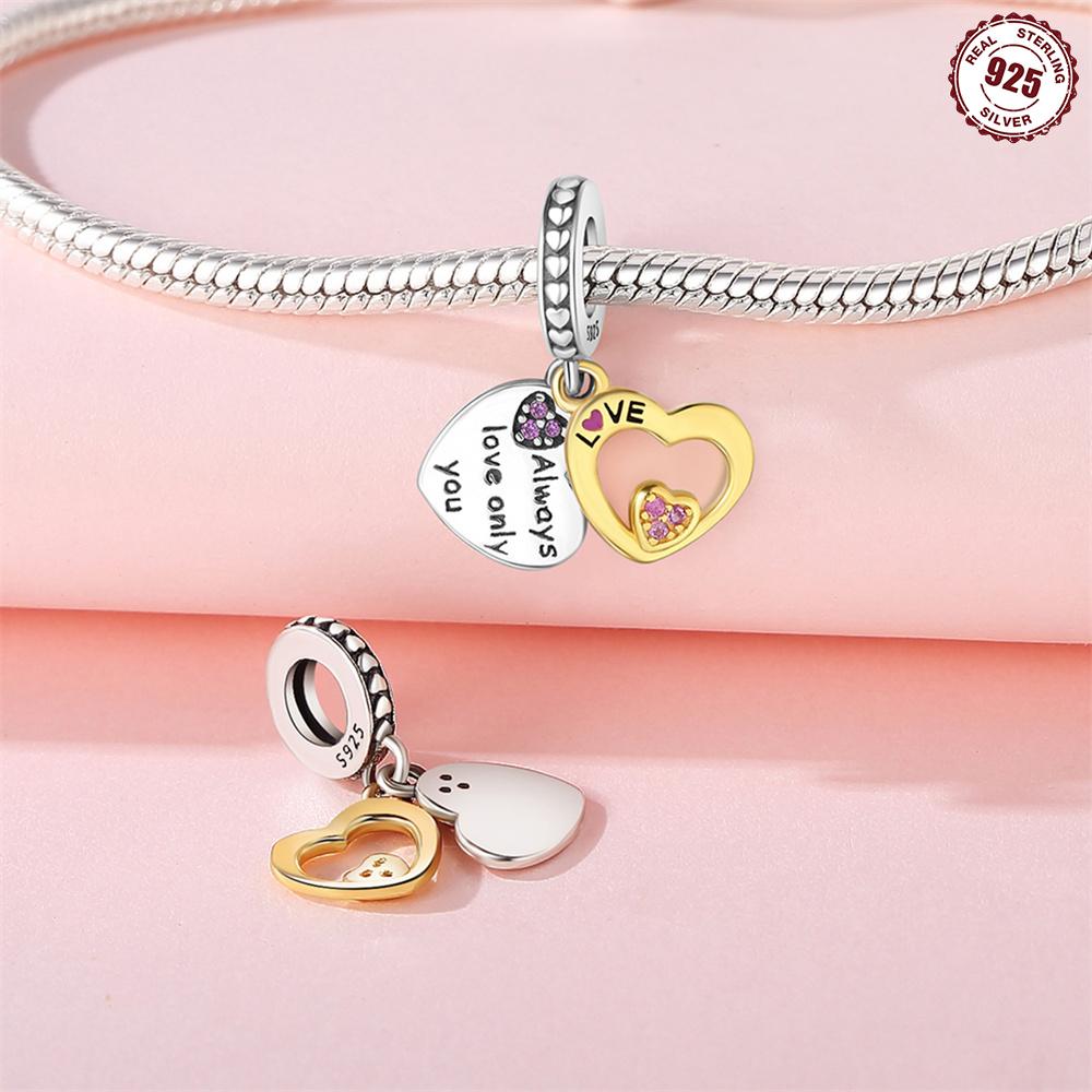 Beads Copper Charms Original Hollowed-Out Heart Pendant Beads Fit Bracelet Jewelry Diy Women Fine Gift Accessory