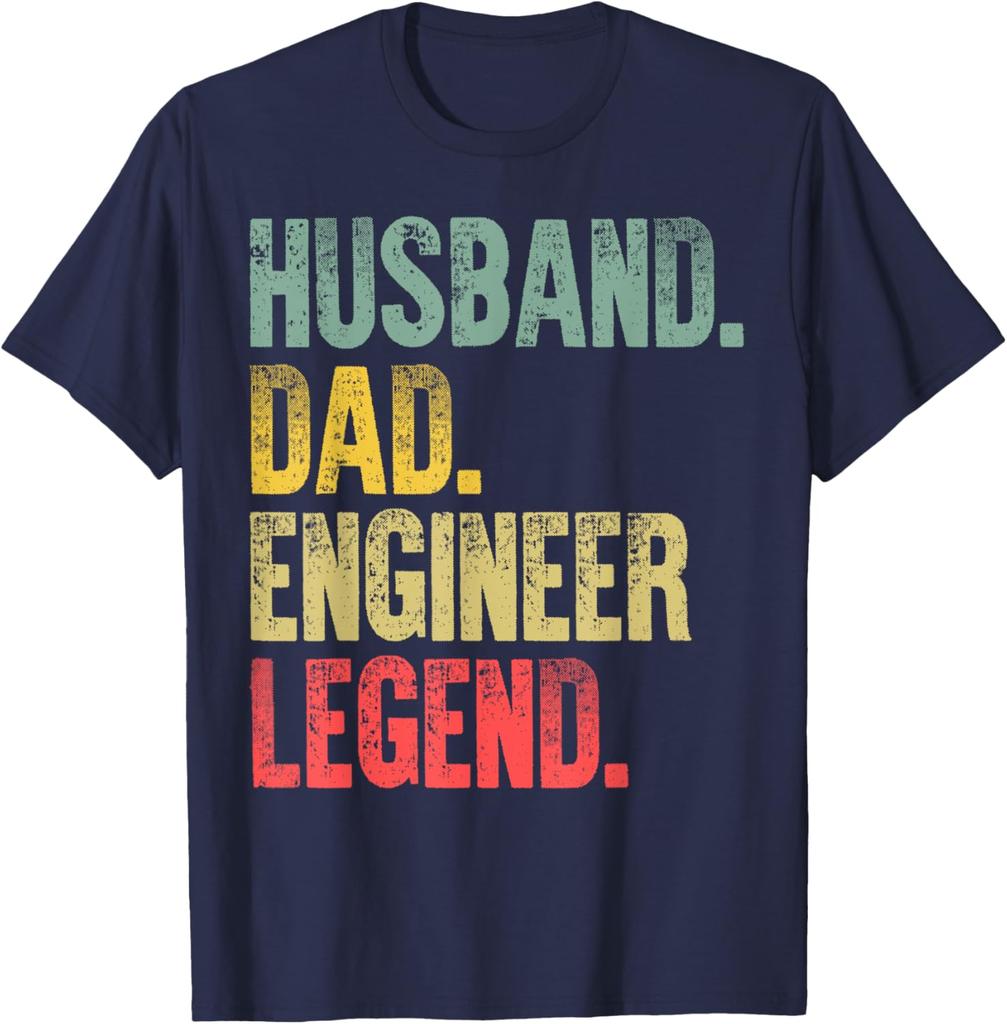 Funny Vintage Shirt Husband Dad Engineer Legend Retro TShirt Retro Graphic Tee Men