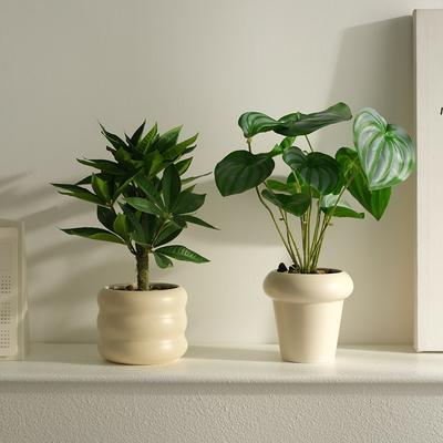 Decorative Artificial Potted Plant Small Size, Nordic Style Faux Green Bonsai for Indoor Desk Decor