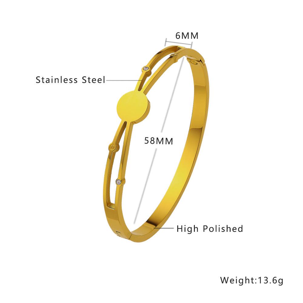 18K Gold-Plated European INS Style Stainless Steel Bracelet with Tiny Diamonds