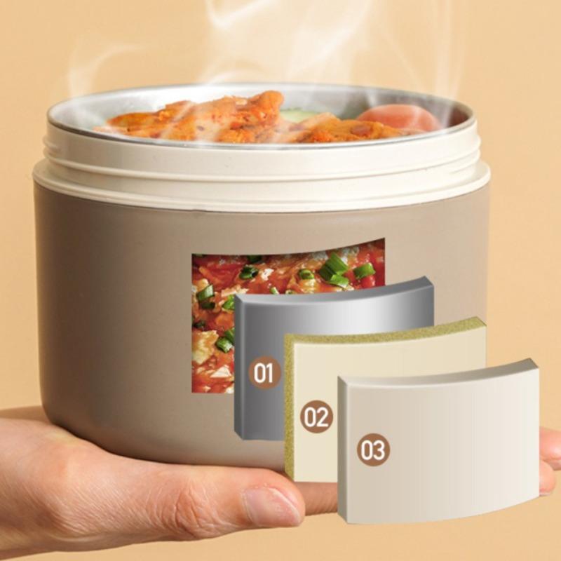 316L Food Grade Stainless Steel Lunch Box Microwave Safe Round Portable Minimalist Multi Layer Soup Bowl