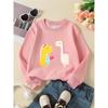 Girls' Crewneck Sweatshirt - Cute Dinosaurs with Bows And Bags Machine Washable, Spring And Autumn
