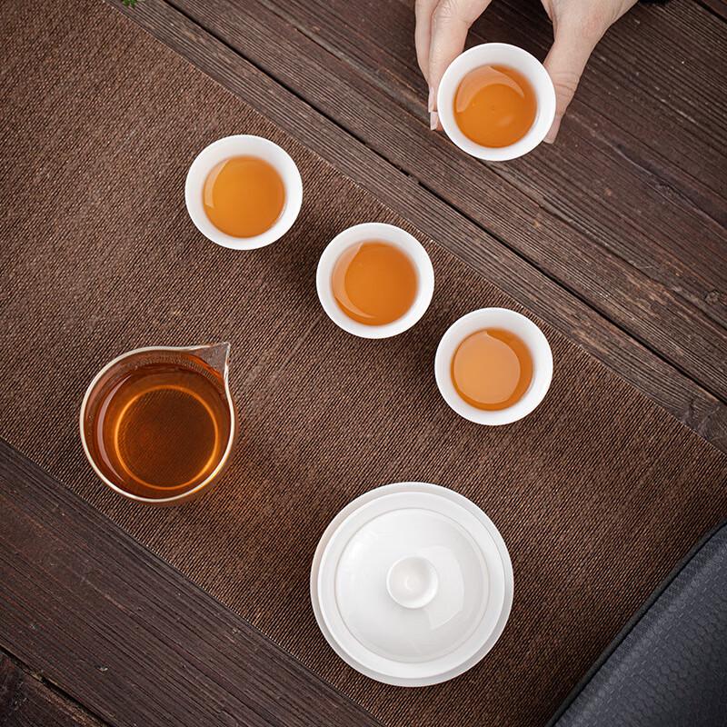 Portable White Porcelain Gongfu Travel Tea Set