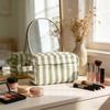 Women's Durable Portable Waterproof Striped Oxford Cloth Makeup Bag with Compartments