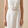 Solid Color Thin Waist Belt Metal Buckle Women Waistband Fashion Genuine Leather Belt  Daily