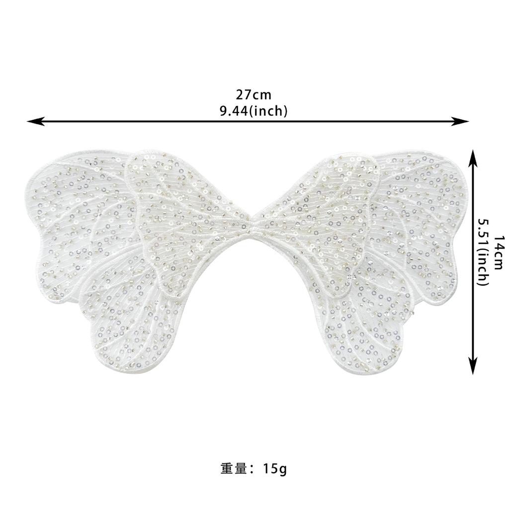 White Mesh Bead Sequin Embroidery Bow Cloth Sticker Clothing Sling Vest Dress Decorative Cloth Sticker Accessories