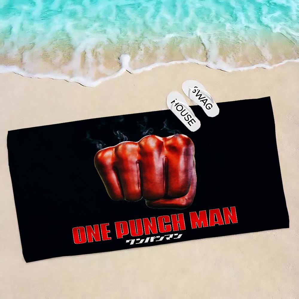 Anime One Punch Man Microfiber Beach Towel Absorbent Quick Dry Soft Yoga Swimming Resort Mountain Climbing Towel