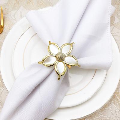 8pcs/lot Cutlery Pearl Flower Napkin Buckle Beige Flower Napkin Ring Wedding Festive Party Tabletop Decoration Napkin Ring