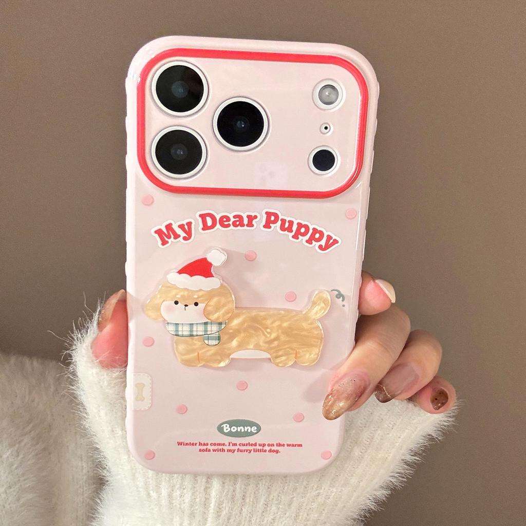 Suitable for cartoon puppies with shell pattern iphone17Apple16promax Phone case13Three-Dimensional14Soft15Christmas