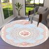 1PC Floral Ornamentation Non-Slip Floor Round Carpet, Office, Family, Bedroom, Large Area Rug Indoor Rugs,  Durable Polyester-L0336