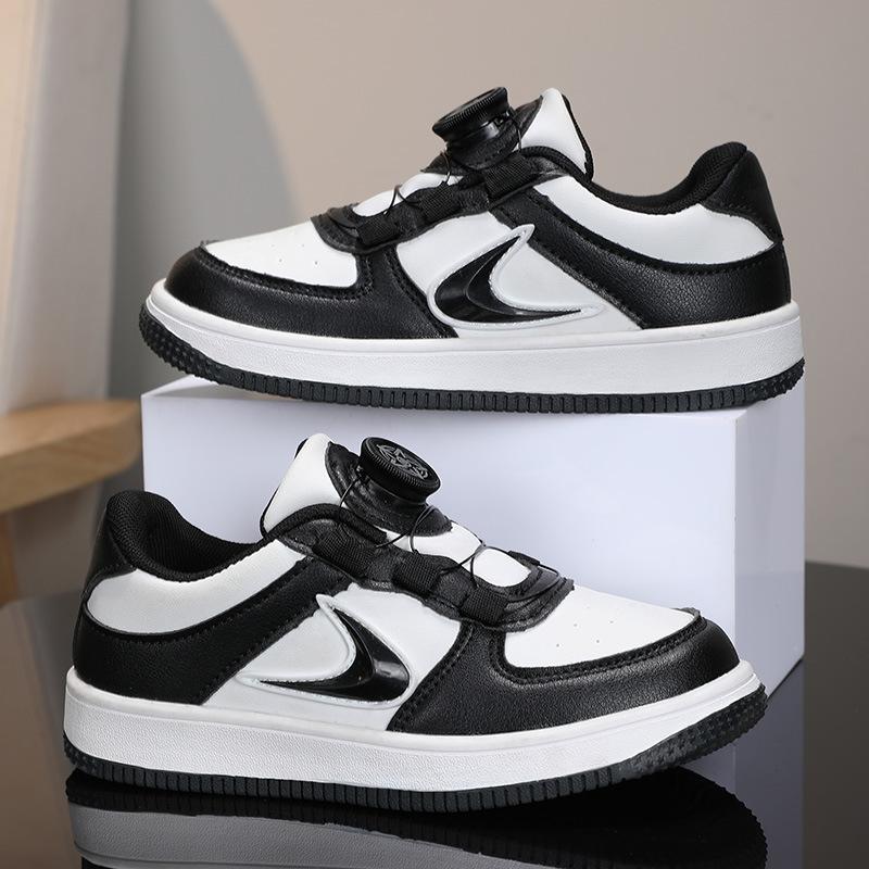 Girls White Autumn and Winter Student Sneakers Children's Little White Shoes Leather Surface Boys' New Board Shoes Medium and Older Casual