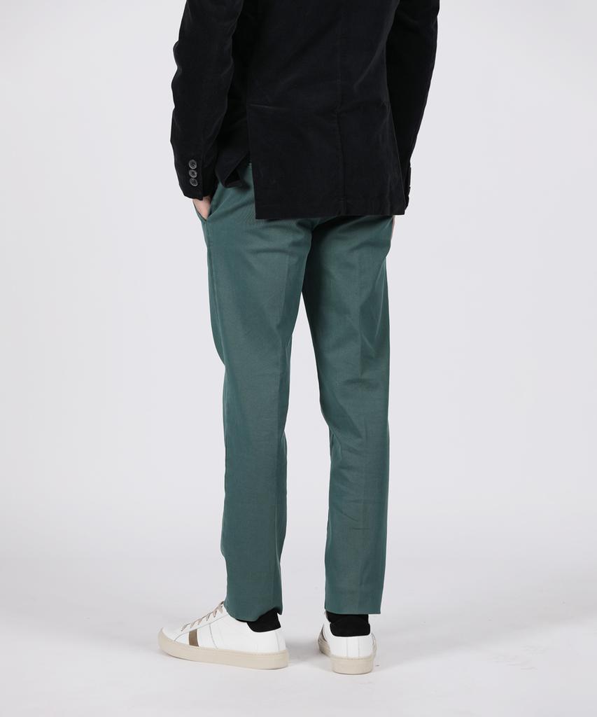 PANICALE Green Slim Fit Dyed Cotton Pants